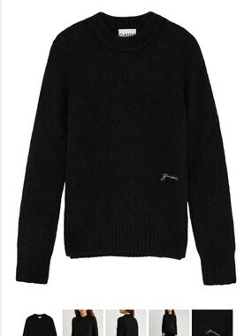 NWT Ganni brushed alpaca o neck black sweater size L